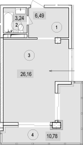 Студия, 35.89 м², 2/7 этаж, ЖК «Гостиничный комплекс Скайвиль»