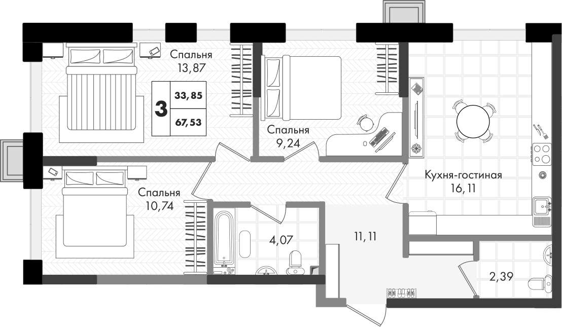 Продается 4-комн. квартира, 67.53 м²