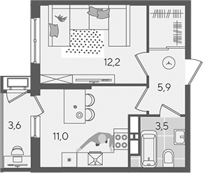 1-комн., 32.6 м², 14/24 этаж, ЖК «Рекорд»