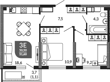 Продается 3-комн. квартира, 50.5 м²