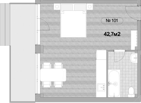 Объект, 34.1 м², 1/3 этаж, ЖК «Апартаментный комплекс Мореин»