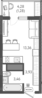 Студия, 20.75 м², 6/18 этаж, ЖК «Теплые края»