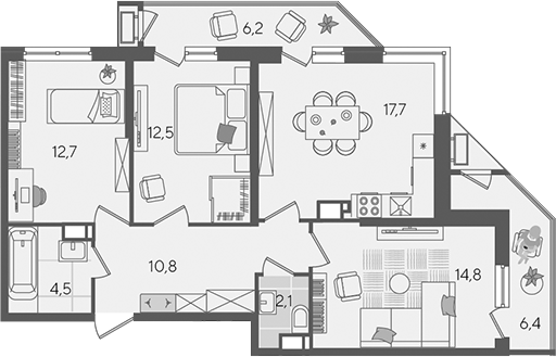 Продается 4-комн. квартира, 75.1 м²