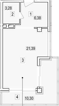Студия, 31.1 м², 3/7 этаж, ЖК «Гостиничный комплекс Скайвиль»
