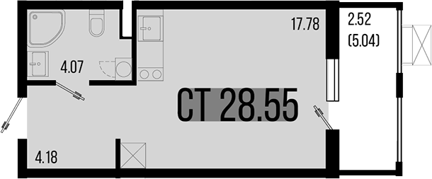 Студия, 26.03 м², 1/8 этаж, ЖК «Цветной бульвар»