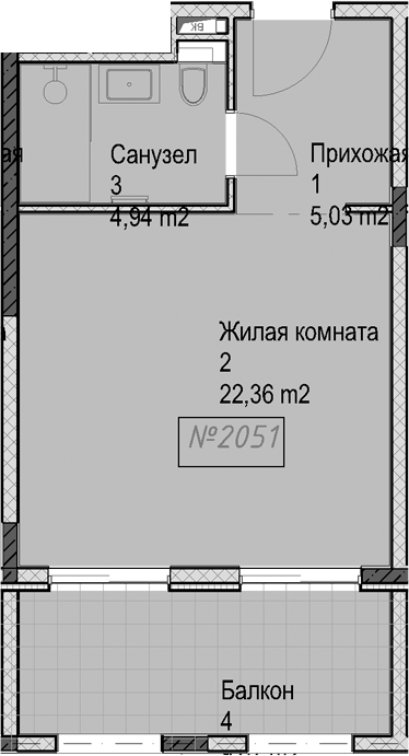 Студия, 32.33 м², 2/6 этаж, ЖК «Гостиничный комплекс Николай 1»