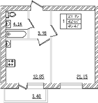 Продается 1-комн. квартира, 39.69 м²