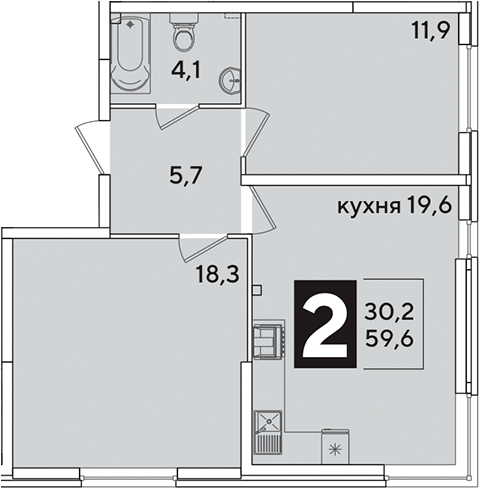 Продается 3-комн. квартира, 59.6 м²