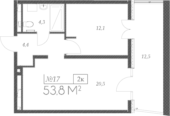 Продается 2-комн. квартира, 41.3 м²