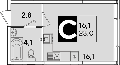 Продается 1-комн. квартира, 23 м²
