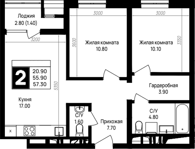 2-комн. На высоком берегу
