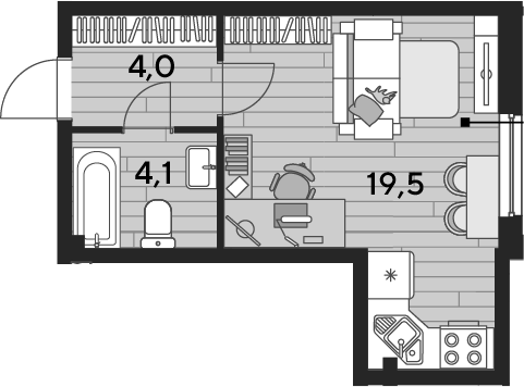 Студия, 27.6 м², 2/16 этаж, ЖК «DОГМА ПАРК»