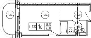 Студия, 27.3 м², 6/9 этаж, ЖК «Лучи»