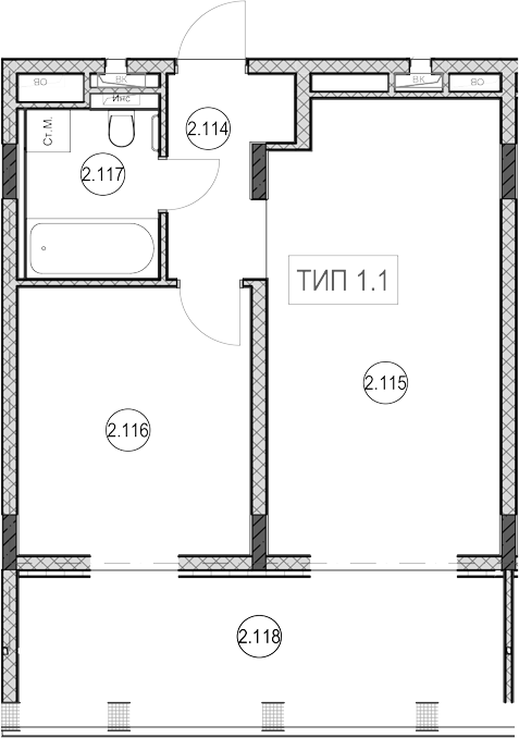Продается 1-комн. квартира, 40.6 м²