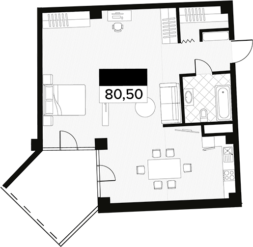 Объект, 80.5 м², 4/14 этаж, ЖК «Горизонт. AVA Сочи»