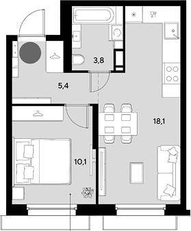 Продается 2-комн. квартира, 37.4 м²