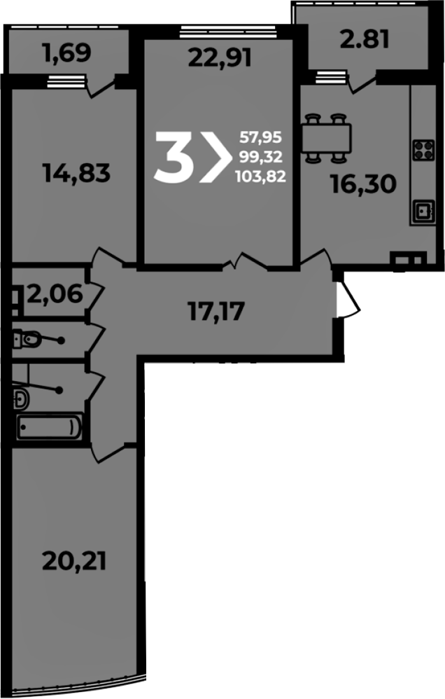 4+ комнаты, 99.32 м², 10/19 этаж, ЖК «Аксиома»