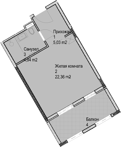 Студия, 32.3 м², 4/6 этаж, ЖК «Гостиничный комплекс Николай 1»