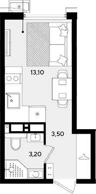 Студия, 19.8 м², 15/18 этаж, ЖК «Порто-Ново»