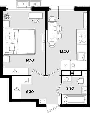 Продается 1-комн. квартира, 37.2 м²