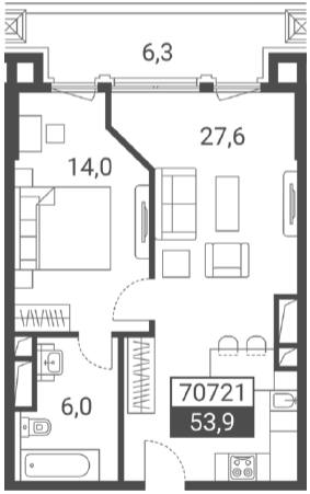 Продается 1-комн. квартира, 47.6 м²