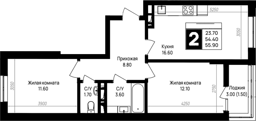 2-комн. На высоком берегу