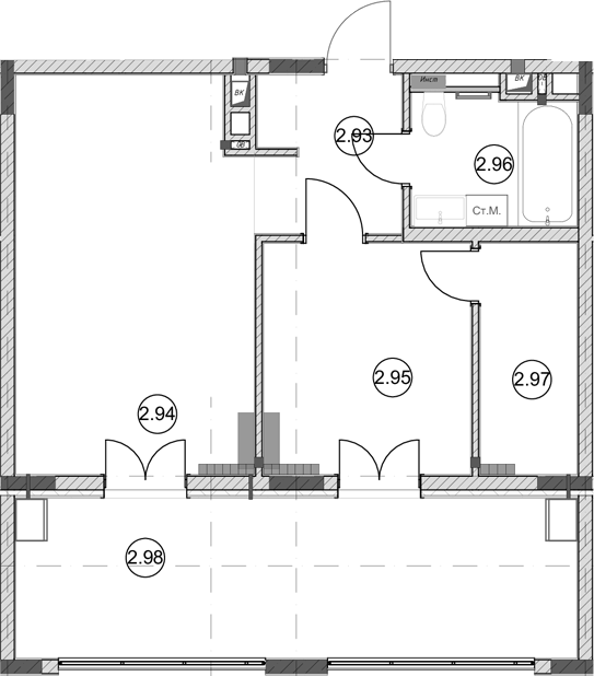 1-комн., 43.2 м², 2/5 этаж, ЖК «Эден Ривьера»