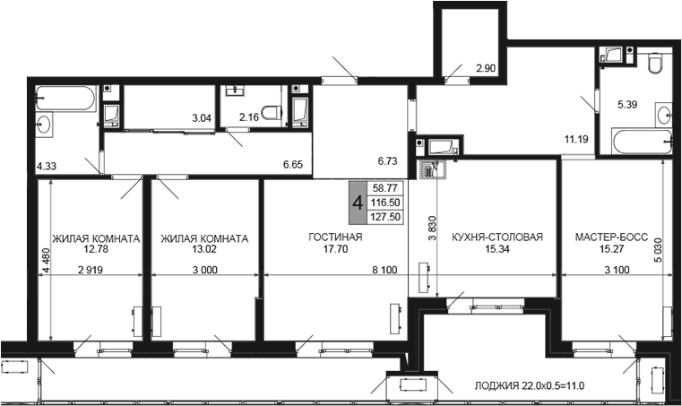 Продается 5-комн. квартира, 116.5 м²