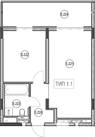 2-комн., 40.7 м², 2/7 этаж, ЖК «ГК Сан Гарден Хотел&СПА»