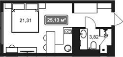 Студия, 25.13 м², 7/10 этаж, ЖК «Marine Garden 5»