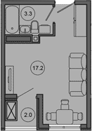 Студия, 20.5 м², 7/10 этаж, ЖК «Гостиничный комплекс GREENMONT»
