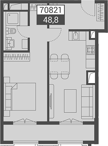 Объект, 48.8 м², 6/7 этаж, ЖК «Красная поляна 540»