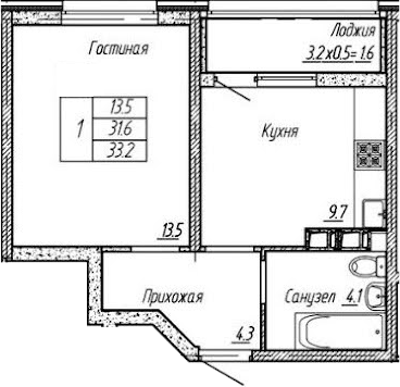 1-комн., 31.6 м², 13/18 этаж, ЖК «Архитектор. ГК ЮгСтройИнвест»