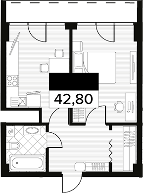Объект, 42.8 м², 5/14 этаж, ЖК «Горизонт. AVA Сочи»