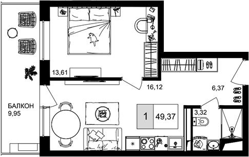 Продается 2-комн. квартира, 39.43 м²
