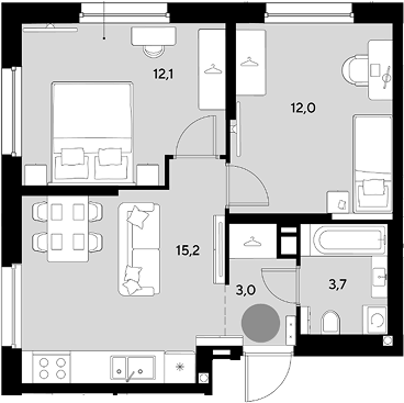 Продается 2-комн. квартира, 46 м²