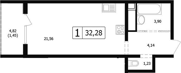 Продается 1-комн. квартира, 29.45 м²