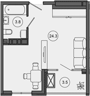Студия, 28.1 м², 10/10 этаж, ЖК «Гостиничный комплекс GREENMONT»