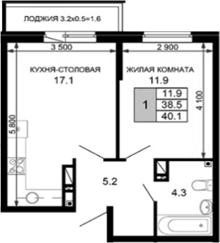 Продается 1-комн. квартира, 38.5 м²