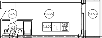 Студия, 27.58 м², 4/9 этаж, ЖК «Лучи»