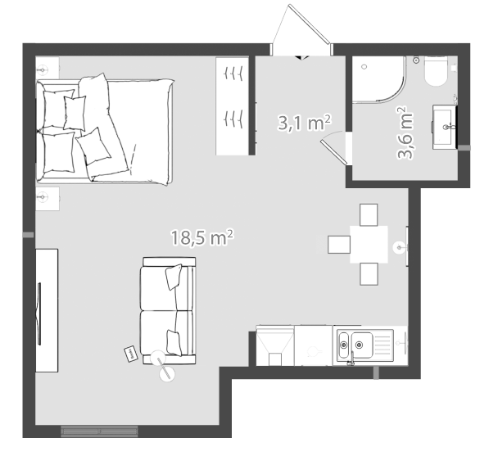 Студия, 31.7 м², 4/8 этаж, ЖК «Жемчужина Мысхако»