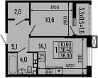 1-комн., 36.4 м², 7/13 этаж, ЖК «Звезды»