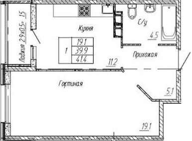1-комн., 39.9 м², 5/9 этаж, ЖК «Архитектор. ГК ЮгСтройИнвест»