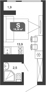Студия, 15.5 м², 19/19 этаж, ЖК «Сочи Парк»