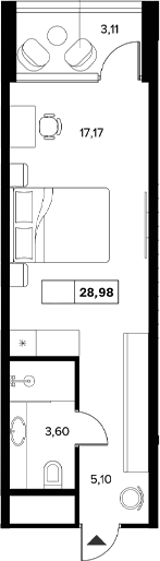 Студия, 25.87 м², 3/6 этаж, ЖК «Гостиничный комплекс Белые ночи»