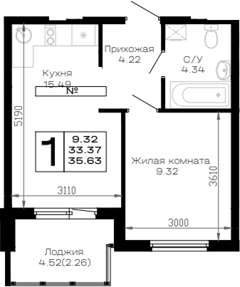 1-комн. Усадьба Гостагаевская