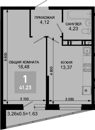 Продается 1-комн. квартира, 40.2 м²