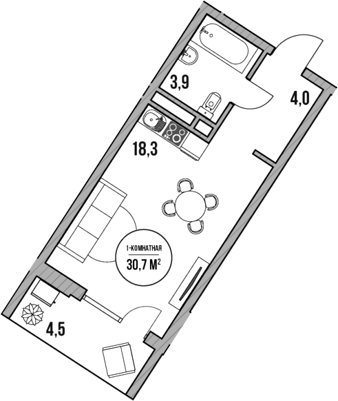 Студия, 26.2 м², 2/5 этаж, ЖК «МореТут»