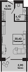 Студия, 30.4 м², 6/8 этаж, ЖК «Курортный отель Алеан Селект Агой»