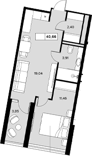 Продается 1-комн. квартира, 36.81 м²